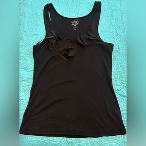 Old Navy Black Tank Top with Floral Accents